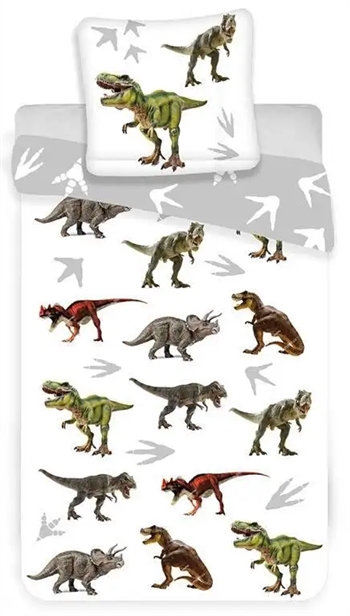 Billede af Junior sengetøj 100x140 cm - junior dinosaurer sengesæt - 2 i 1 design - 100% bomuld hos Shopdyner.dk